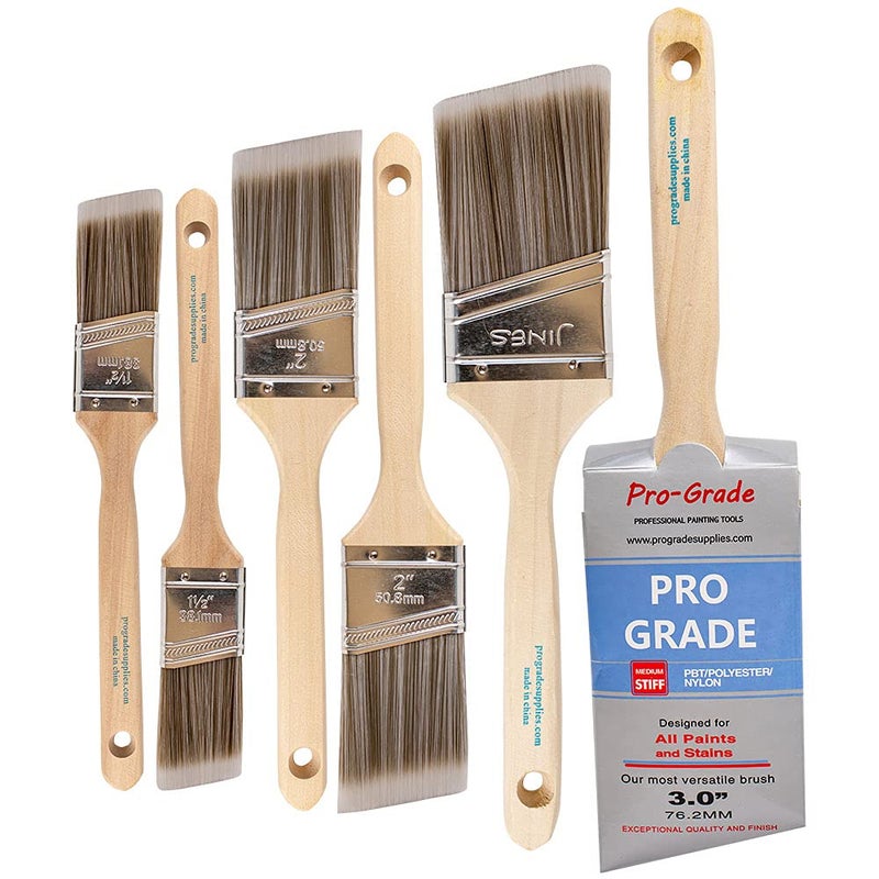 Pro-Grade Pro Grade - Paint Brushes - 6 Pack Variety Angle Paint Brushes - Image 1